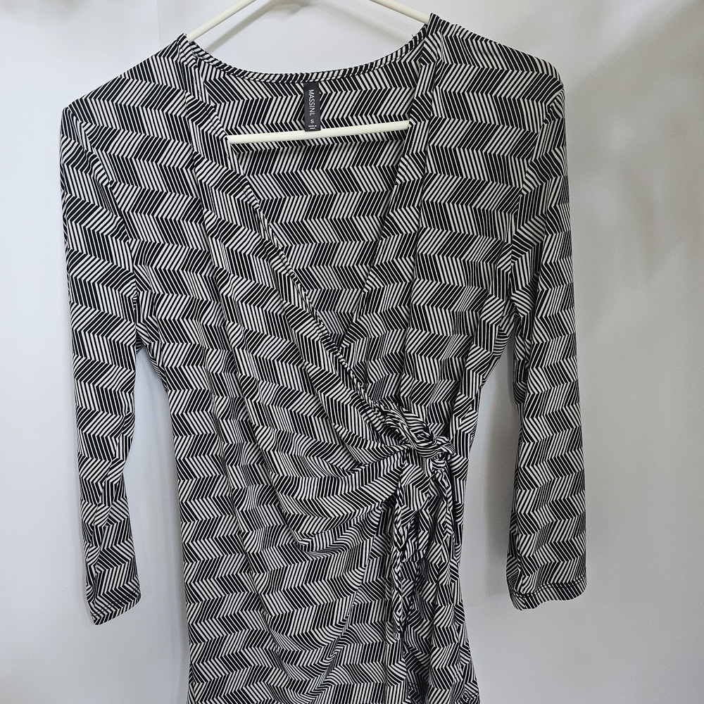 Massini Monochrome Zigzag 3/4 Sleeve Top
